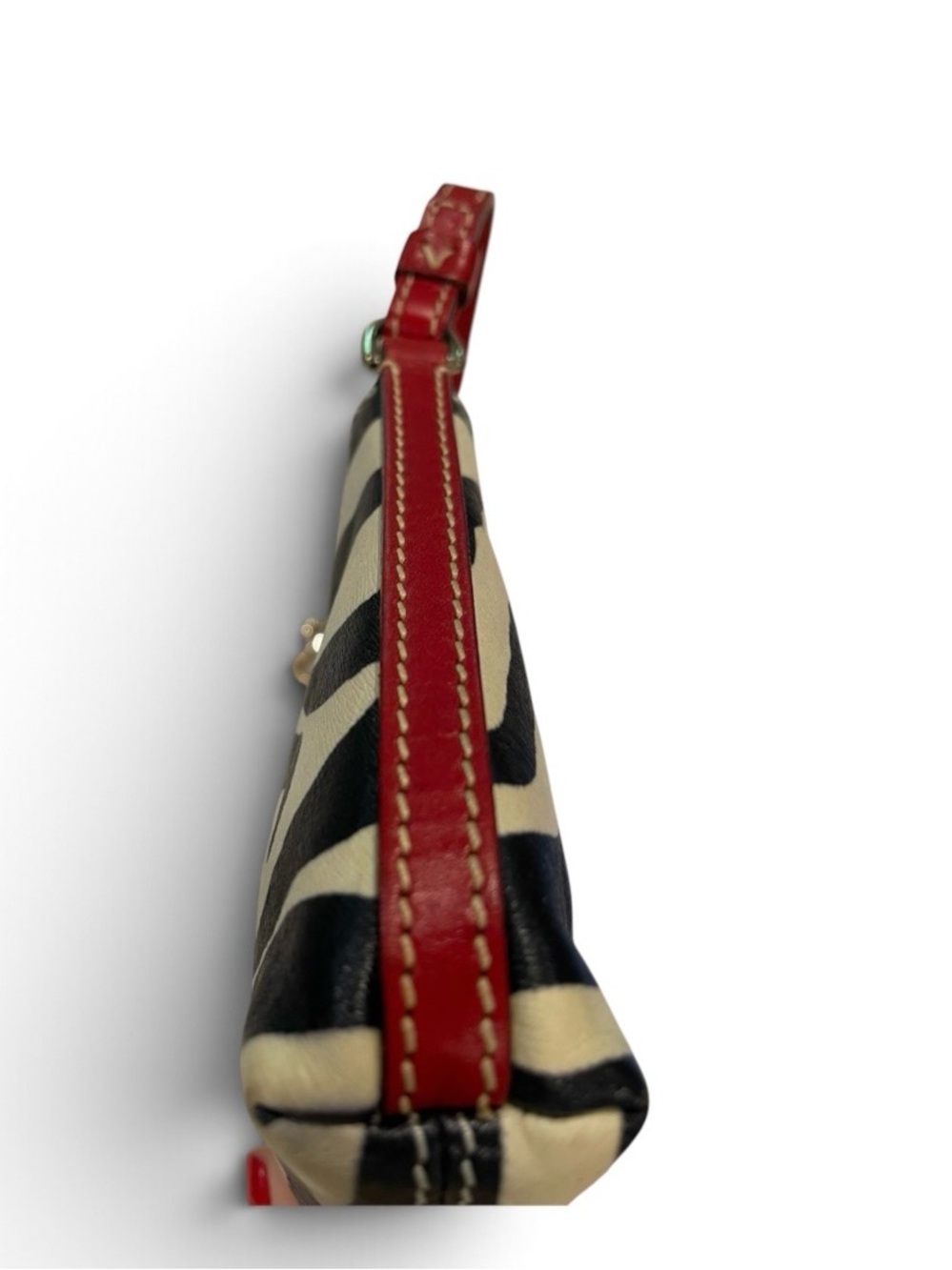 Vintage Dooney & Bourke Black and Cream Zebra Mini Bag with Red Trim - Picture 9 of 9
